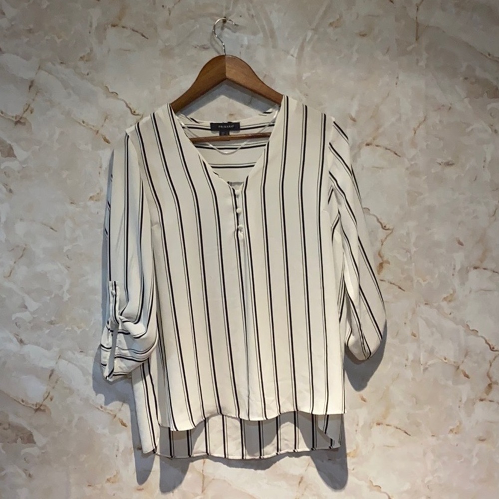 Balck/ white striped mid sleeve top
